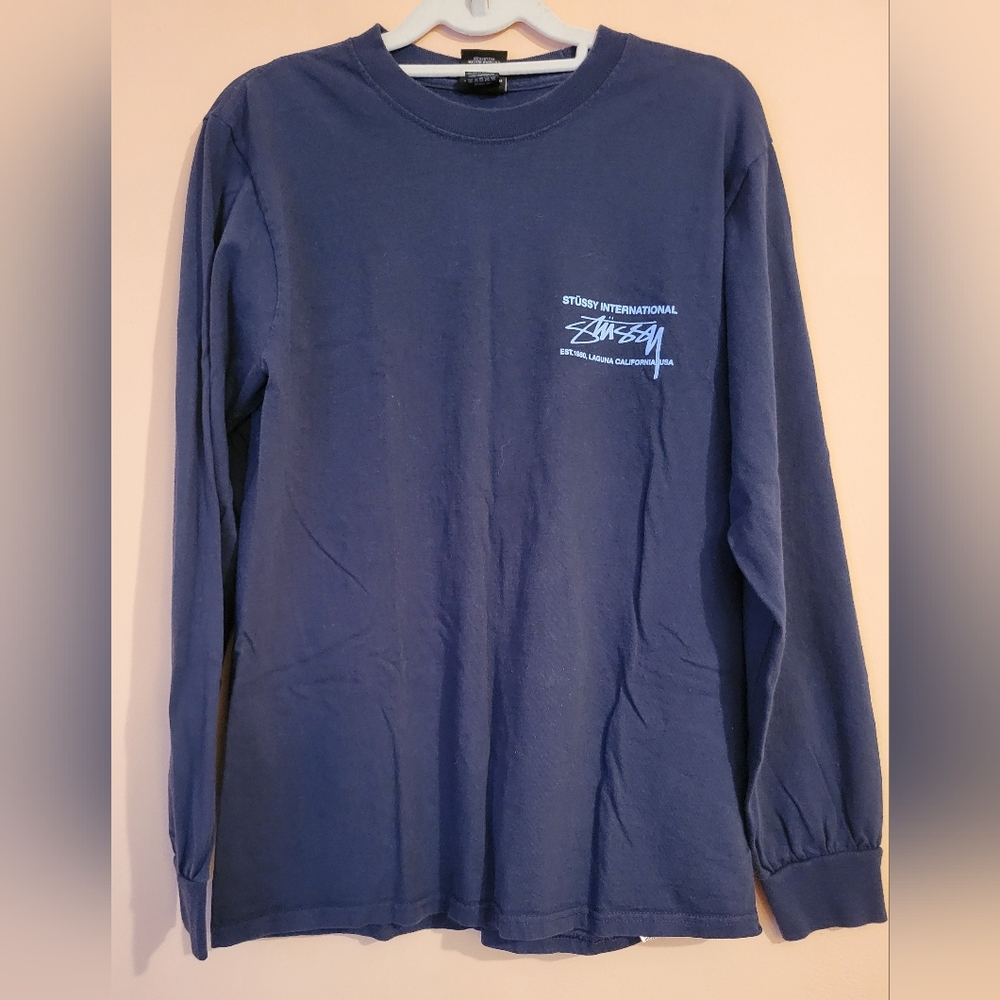 Stussy Men's Navy Laguna Beach Long Sleeve Tee, S, EUC